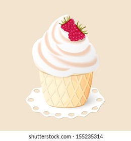 vector illustration  cake with raspberry - eps10