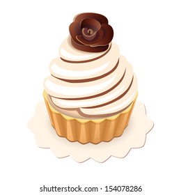 vector illustration cake with rose of chocolate-eps10