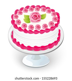 vector illustration  cake with rose of cream - eps10