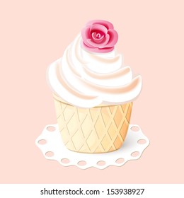 vector illustration cake with rose of cream-eps10