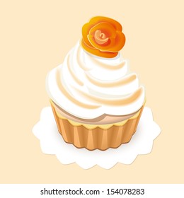 vector illustration cake with rose of cream-eps10