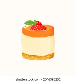 vector illustration cake with strawberry