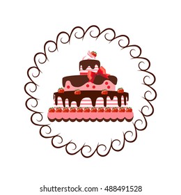 Vector Illustration. Cakes with strawberries.