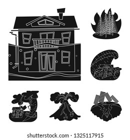 Vector illustration of calamity and crash sign. Collection of calamity and disaster stock vector illustration.
