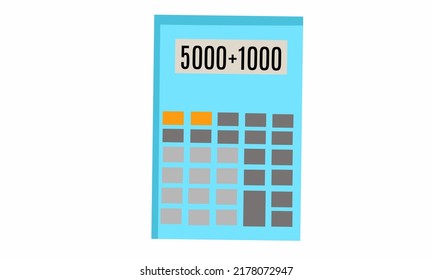 Vector illustration. calculator in blue on white background.