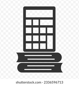 Vector illustration of calculator book icon in dark color and transparent background(PNG).