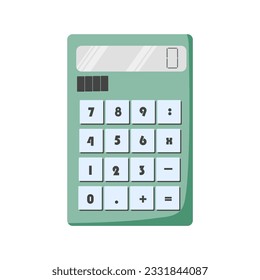Vector illustration of a calculator  design style cartoon isolated for business, school or finance themes. Electronic calculator concept vector for education, math and calculate numbers.