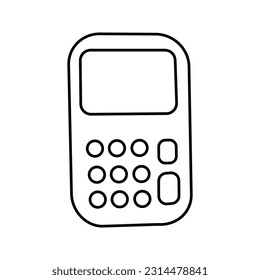 Vector illustration of a calculator in doodle style. Isolated on white background