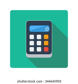 A vector illustration of a calculator.
Flat Icon of a calculator
Electronic device for calculations.