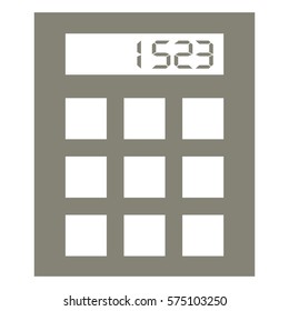 Vector Illustration of Calculator in Grey with White Buttons Icon
