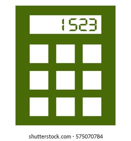 Vector Illustration of Calculator Having Numbers in Green Icon
