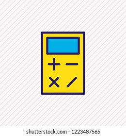 Vector illustration of calculator icon colored line. Beautiful education element also can be used as calculate icon element.