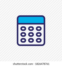 Vector illustration of calculator icon colored line. Beautiful bureau element also can be used as calculate icon element.