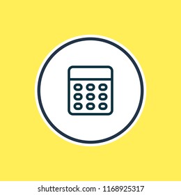 Vector illustration of calculator icon line. Beautiful workplace element also can be used as calculate icon element.