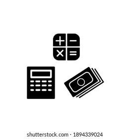 Ilustración vectorial de la calculadora y el dinero