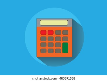Vector illustration of calculator on blue background