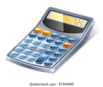 Vector illustration of calculator on white background.