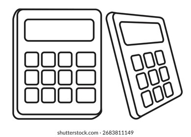 Ilustración vectorial de la calculadora en estilo de contorno simple. Adecuado para proyectos de educación, finanzas, contabilidad, negocios y diseño de oficinas.