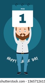 Vector illustration. Calendar of 1st May with shadow. Labour day concept 
