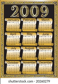 Vector illustration for Calendar 2009
