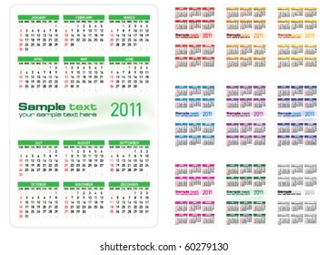 Vector illustration. Calendar 2011. Design on white background.