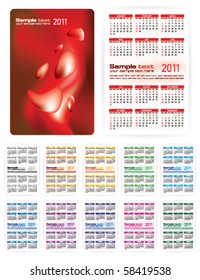 Vector illustration. Calendar 2011  template. On white background.