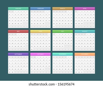 Vector illustration of Calendar for 2014