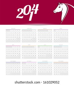 Vector illustration of Calendar 2014