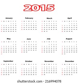 Vector illustration of calendar 2015.