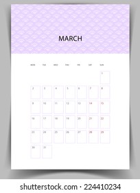 Vector illustration of Calendar for 2015