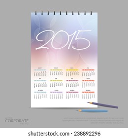 Vector illustration calendar for 2015. Brand identity company style template. 