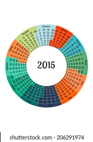 Vector illustration of Calendar 2015 year template in form of circle