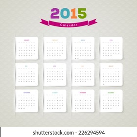 Vector illustration of Calendar for 2015 year