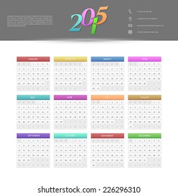 Vector illustration of Calendar for 2015 year