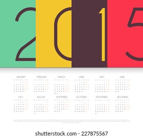 Vector illustration of Calendar for 2015 year