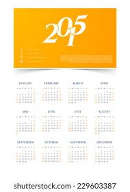 Vector illustration of Calendar for 2015 year