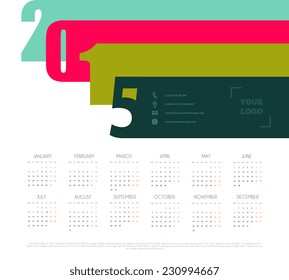Vector illustration of Calendar for 2015 year