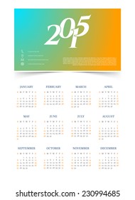 Vector illustration of Calendar for 2015 year