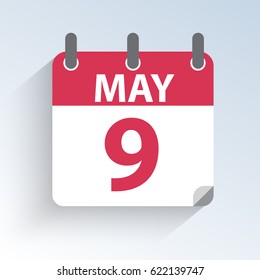 Vector illustration of the calendar 9 May Victory Day. Holiday day icon on light background.