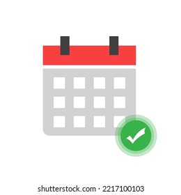 Vector illustration of calendar approval icon sign and symbol. colored icons for website design .Simple design on white background.