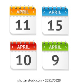 Vector illustration Calendar April with Dates set isolated on a white background. Flat Design