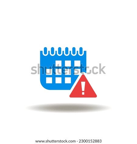 Vector illustration of calendar with attention sign. Icon of deadline extended. Symbol of time end, date, countdown.