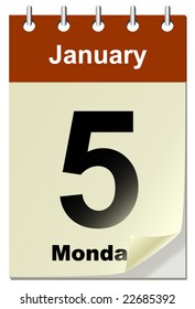 Ilustración vectorial del calendario con página de plegado.