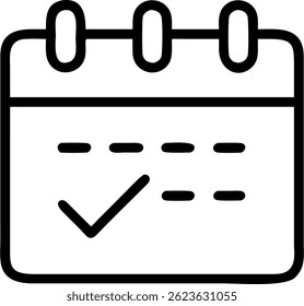 vector illustration of a calendar with a checkmark icon outlines
