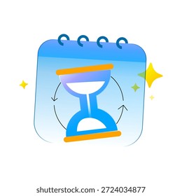 Ilustração vetorial do calendário, setas circulares. gratificação atrasada, investimento no tempo, planejamento de longo prazo para o sucesso futuro. Conceito de paciência, consistência, acumulação, crescimento sustentável