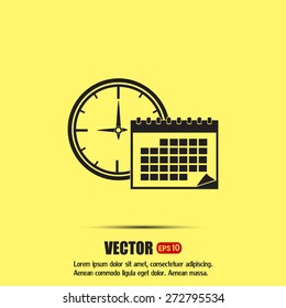 Vector illustration of calendar with clock 