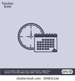 Vector illustration of calendar with clock 