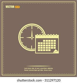 Vector illustration of calendar with clock 