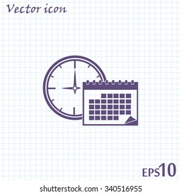 Vector illustration of calendar with clock 