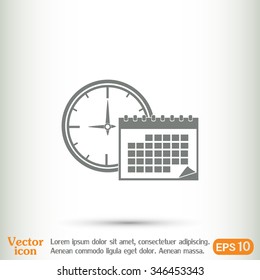 Vector illustration of calendar with clock 